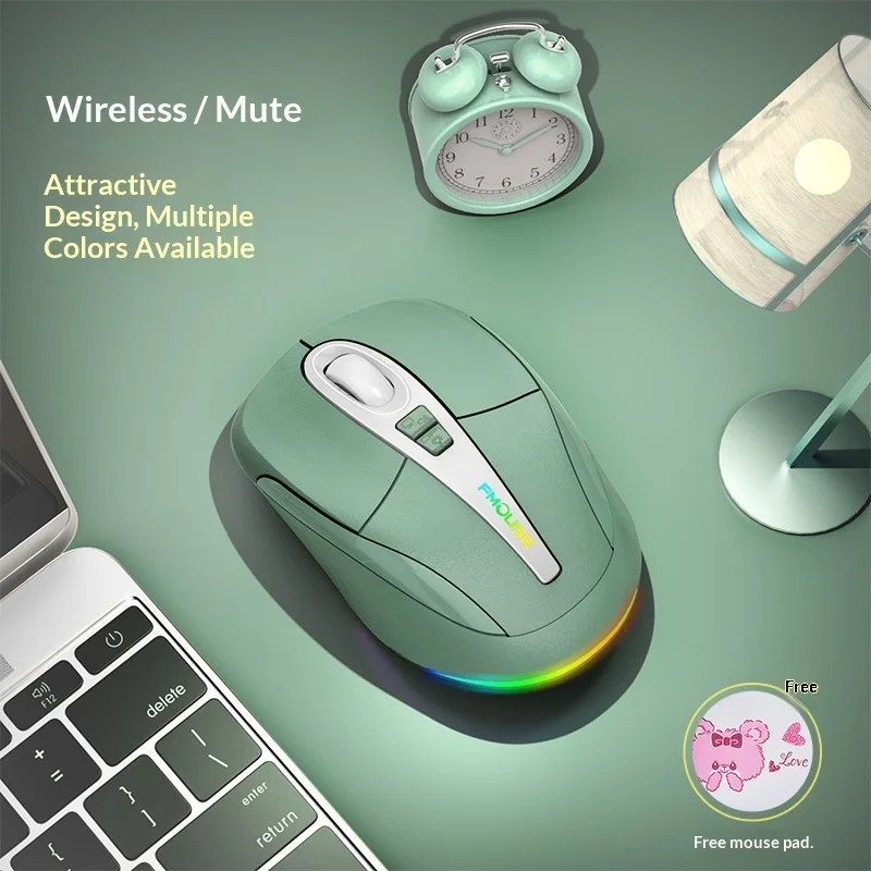 Pinkliss Wireless Bluetooth Mouse 2.4g Rgb Macaron Color Silent Type-C Rechargeable Mouse For Home Office Work Study Ideal Gift