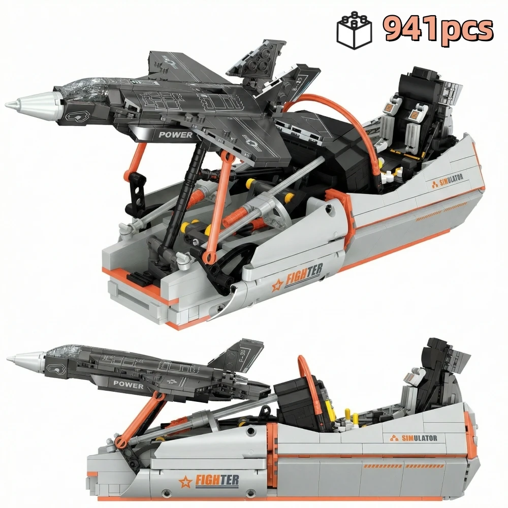 

941pcs Military Fighter Aircraft Building Blocks Simulation Simulator Plane Movable Model Desktop Decor Gift