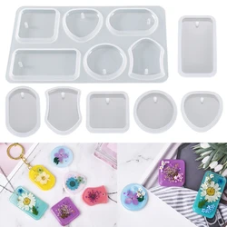 DIY Keychain Pendant Silicone Mold Set Crystal Epoxy Resin Mold Round Rectangle Pendants Jewelry Making Casting Mold Decoration