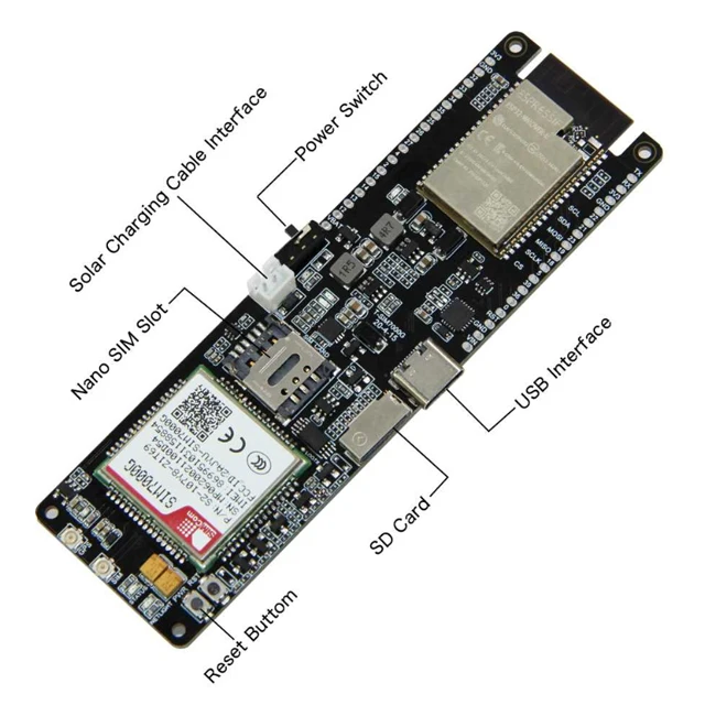 

5V Input 4M Flash 8M Psram 18650 Battery Holder TTGO T-SIM7000G Module ESP32-WROVER-B WiFi Module SIM7000G ESP32