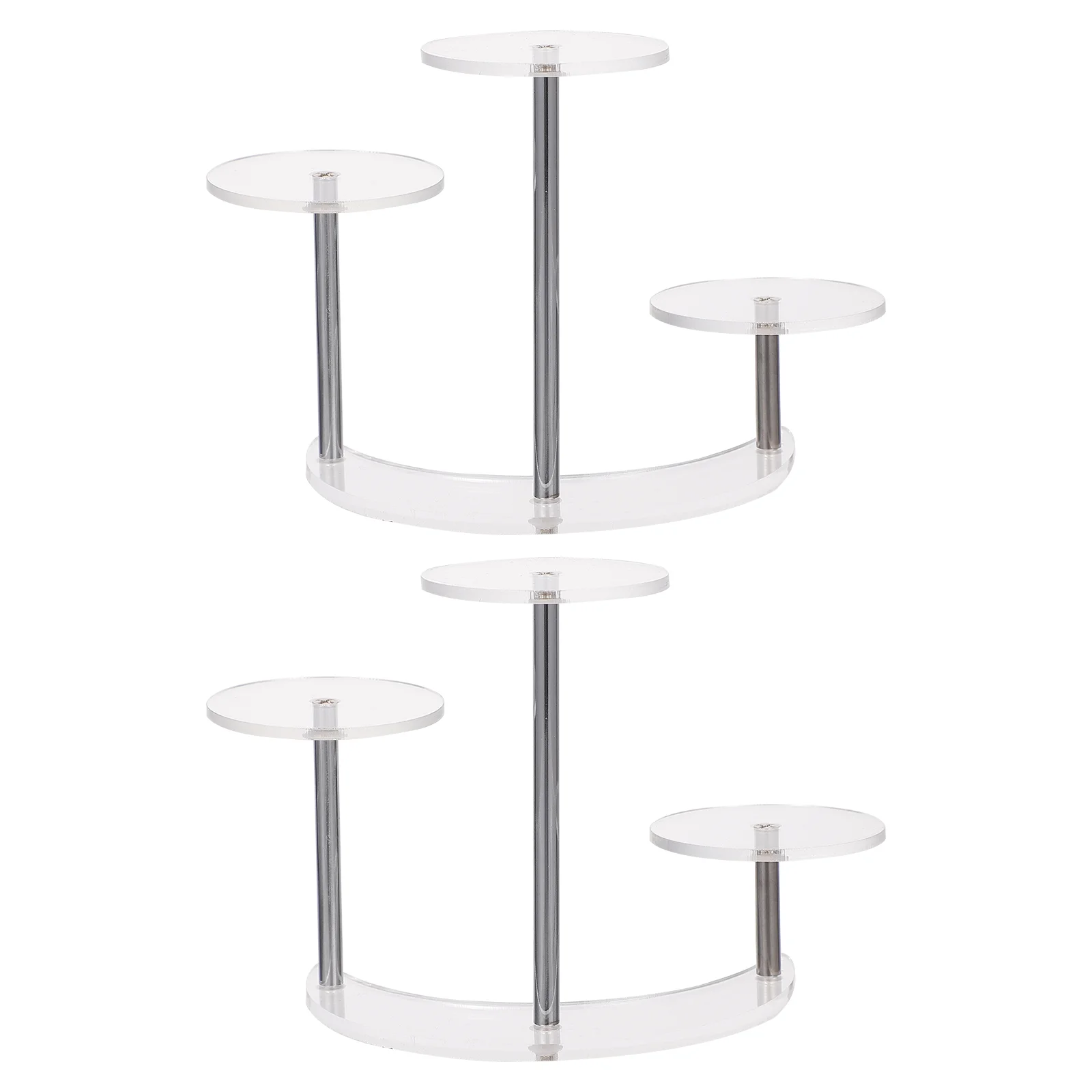 2 Pcs Three-tier Display Rack Acrylic Holder Stand Displaying Bracket Shelf Jewelry Tray Transparent Mini Moon Shape