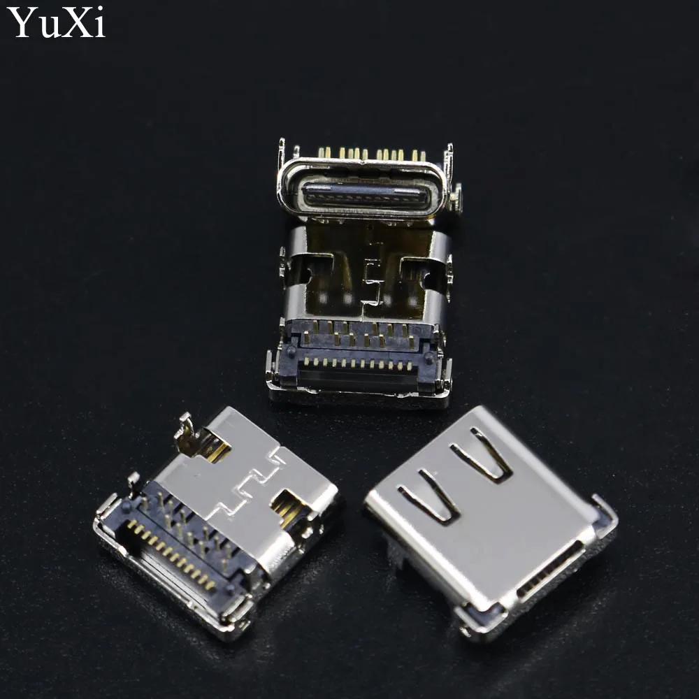 

YuXi 2Pcs USB 3.1 Type-C 24 Pins Female Socket SMD DIP PCB Connector for PCB Design DIY High Current Fast Charging