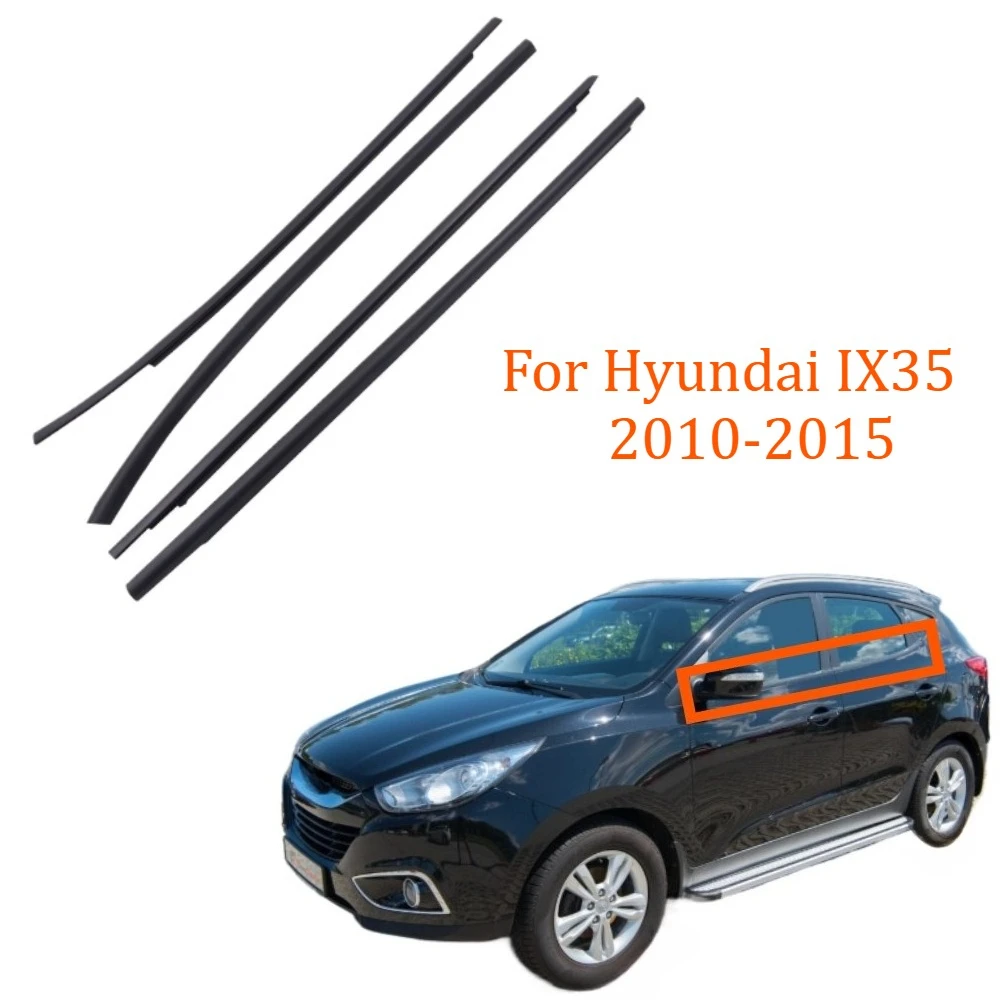 4 Pcs Set Black or Chrome Windows Glass Moulding Weatherstrip Belt for Hyundai Tucson IX35 2010-2015 82210-2S000 93cm 95cm