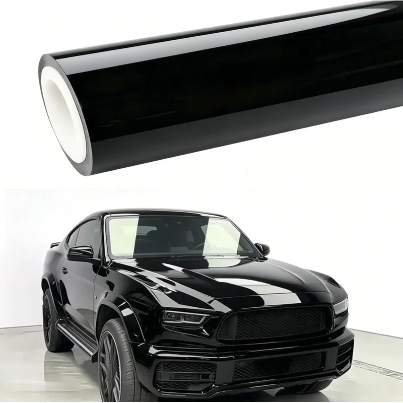 High Quality Gloss Piano Black PET Auto Vinyl Wrap Stretchable Self Adhesive Body Protective Film