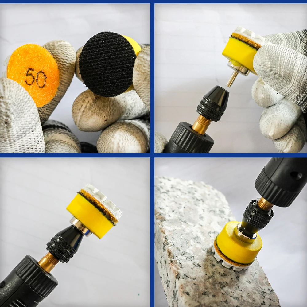 SHDIATOOL 7Pcs Diamond Wet Polishing Pads Dia25mm Flexible Granite Marble Stone Sanding Discs Mini 1Inch Polisher Pad Set