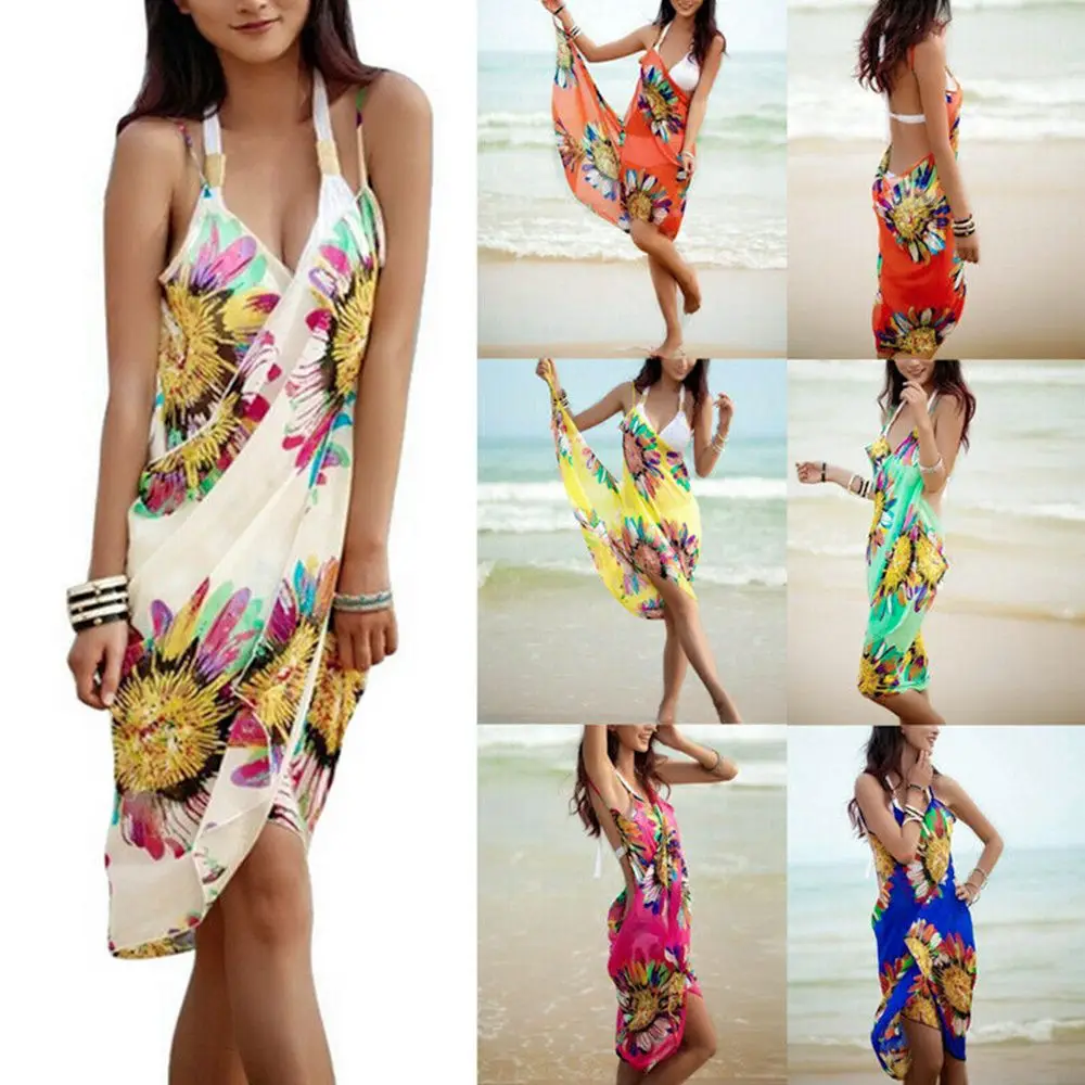 Sommer Hosenträger Sonnenschutz Bikini Cover Up Badeanzug Kleid Badeanzug Rückenfreier Rock