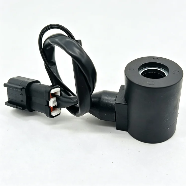 1PC 24V Swing Brake Solenoid Coil SD1224-C-1001 For Excavator PC60-7 PC120-6 Hydraulic Valve Electromagnetic Black Aluminum