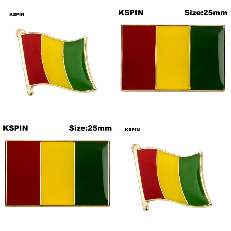 

10pcs a lot Guinea National Flag Metal Pin Badges Decorative Brooch Pins for Clothes KS-0081