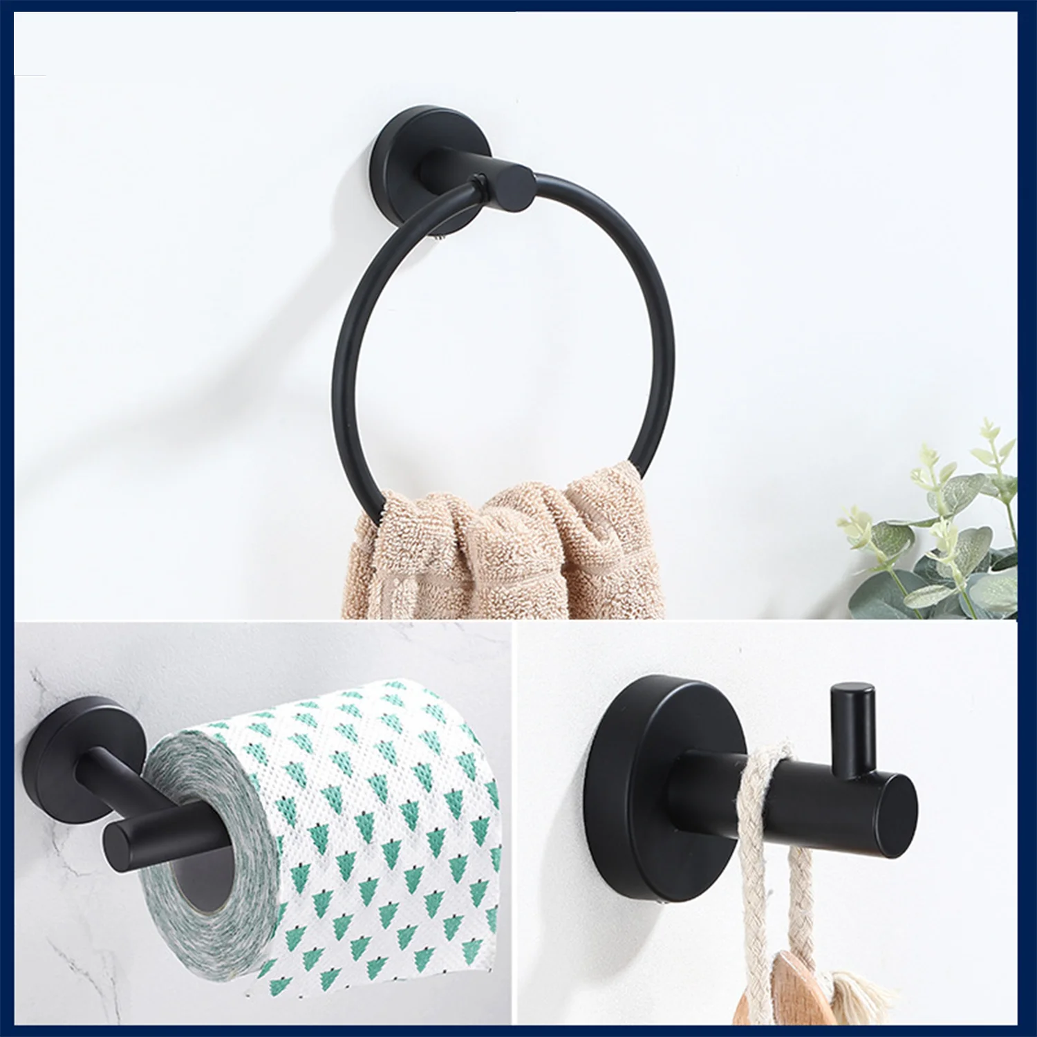

Bathroom Hardware Accessories Sets Set 5-7-Pieces Towel Bar Toilet Paper Holder Robe Hook Stainless Steel for Bathroom Toilet