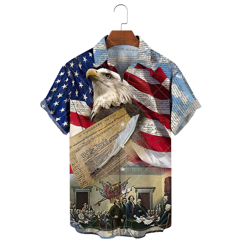 Camisas Con Estampado De Bandera Americana Para hombre, Camisas Hawaianas informazioni A La moda, Primavera/Verano, 2024