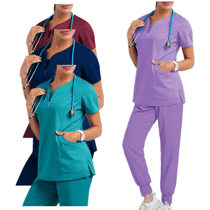 Conjuntos de uniforme médico para mujer, Tops, pantalones, batas quirúrgicas, accesorios para enfermeras, tienda de mascotas, médico, salón de belleza, Spa, ropa de Wokrwear