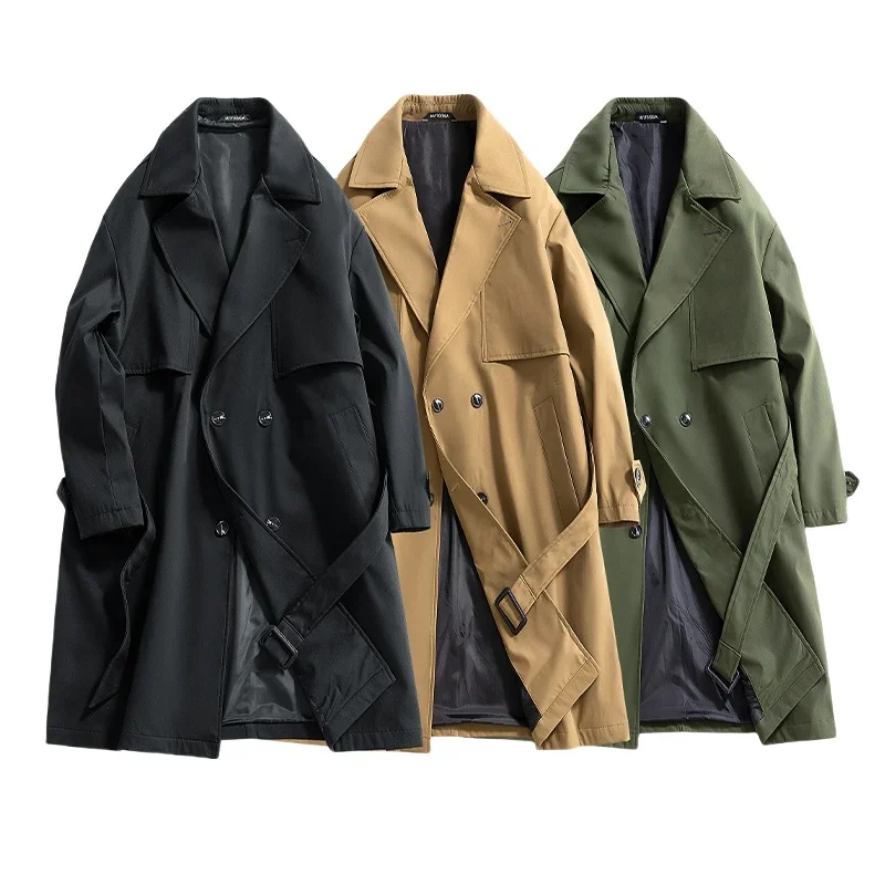 Medium to long windbreaker. Fashionable and versatile for autumn and winter. Loose high-end men's jacket