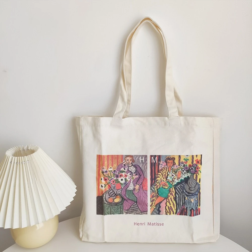 

2026 Summer Matthias oil painting canvas tote bag with single shoulder zipper shopping bag elegant and casual with a unique