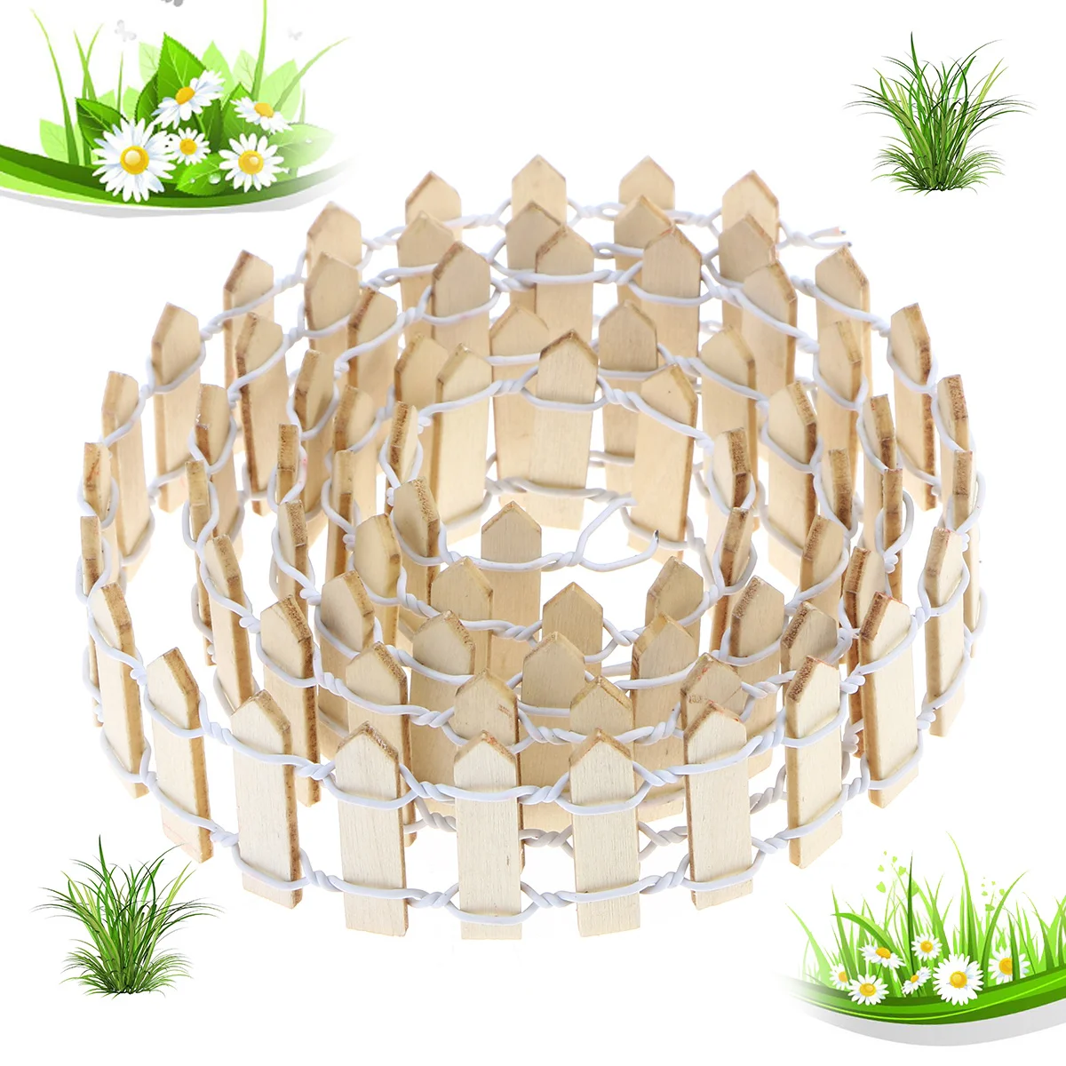 

100cm 3cm Mini Wood Picket Fence for Garden Courtyard Christmas Tree Decoration Fairy Garden Micro Plant Pot Ornament