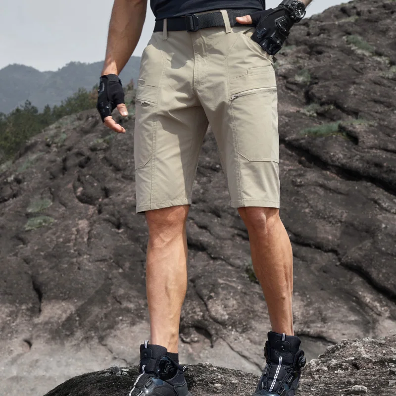 2026 Waterproof Casual Shorts Men Tactical Cargo Shorts Summer Hiking Wear-resistant Multi-pocket Shorts Outdoor Training Pants
