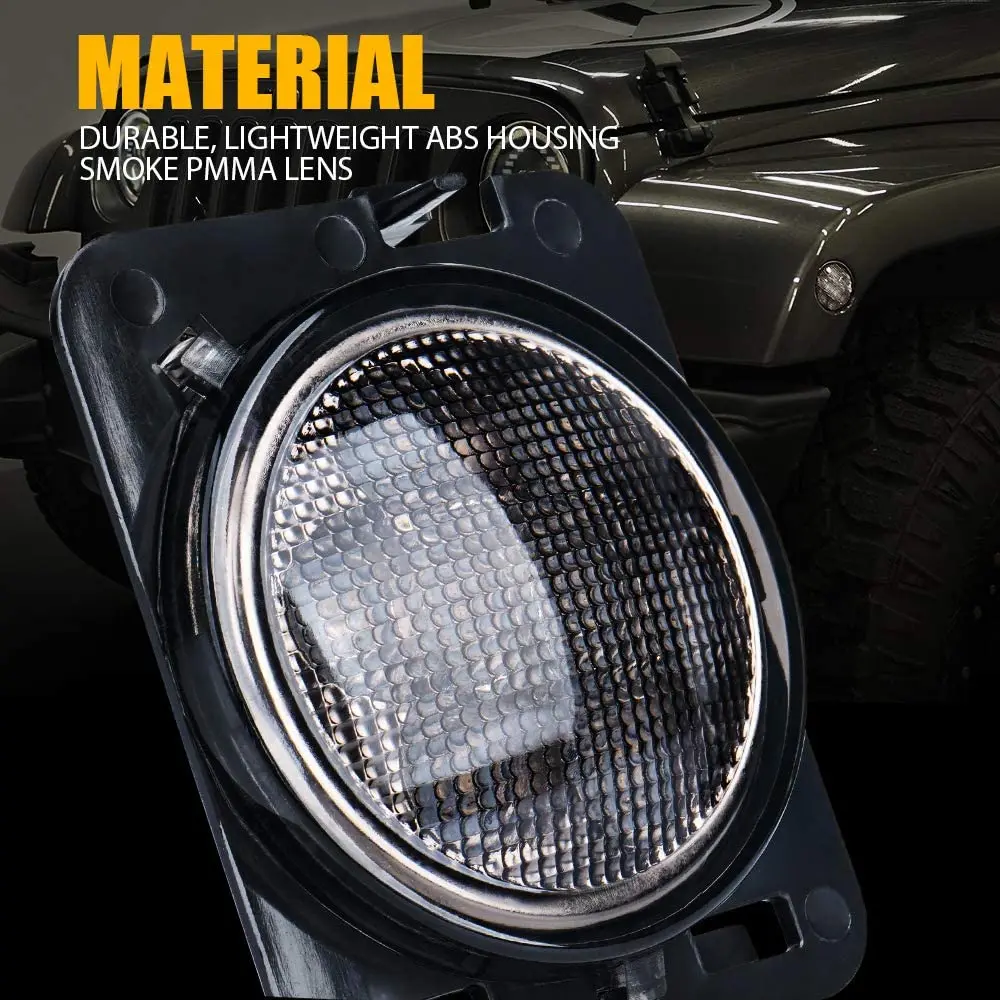 

1 Pair DC12V Low Power Consumption LED Front Fender Side Marker Light With Clear Lens Fits for JK JKU 2007 - 2018