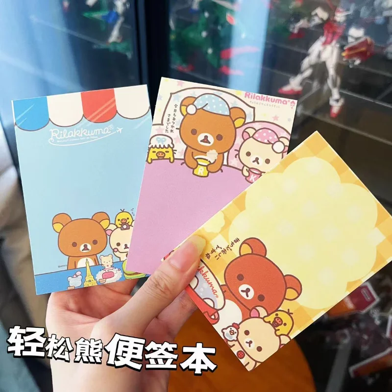 

Милый блокнот Rilakkuma с девичьим сердечком, портативный нелипкий карманный блокнот с героями мультфильмов, офисный блокнот с сообщением, студенческий подарок на день рождения