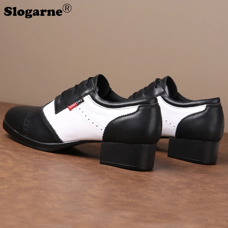 Mężczyźni Skóra bydlęca Nowoczesne buty do tańca Wygodne 4CM Obcasy Męskie Skóra bydlęca Miękkie buty do tańca towarzyskiego Tango Latin Jazz Buty Chłopcy Odzież sceniczna