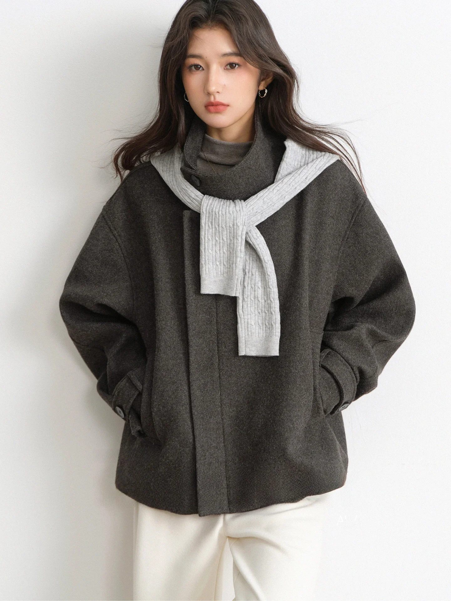 

Женское шерстяное пальто bunny ey: повседневное, уютное, простое, для города, из полиэфирного волокна, с длинными рукавами