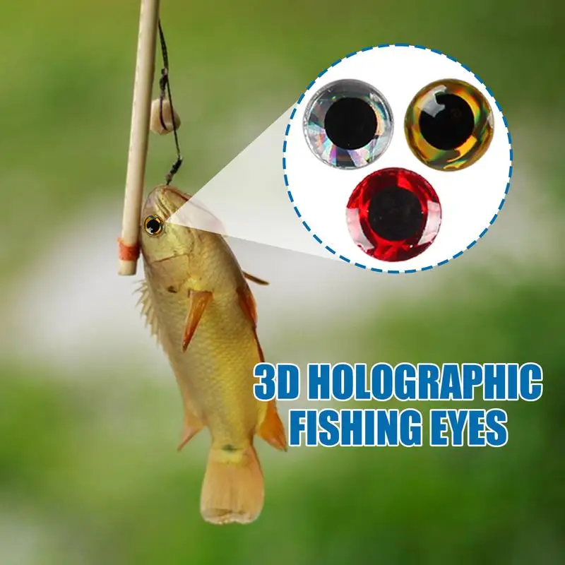 Fishing Lure Eyes 100X Three-Dimensional Realistic Eyes Stickers 8mm Fly Tying Material Lures Crafts Making Kit for Beginner