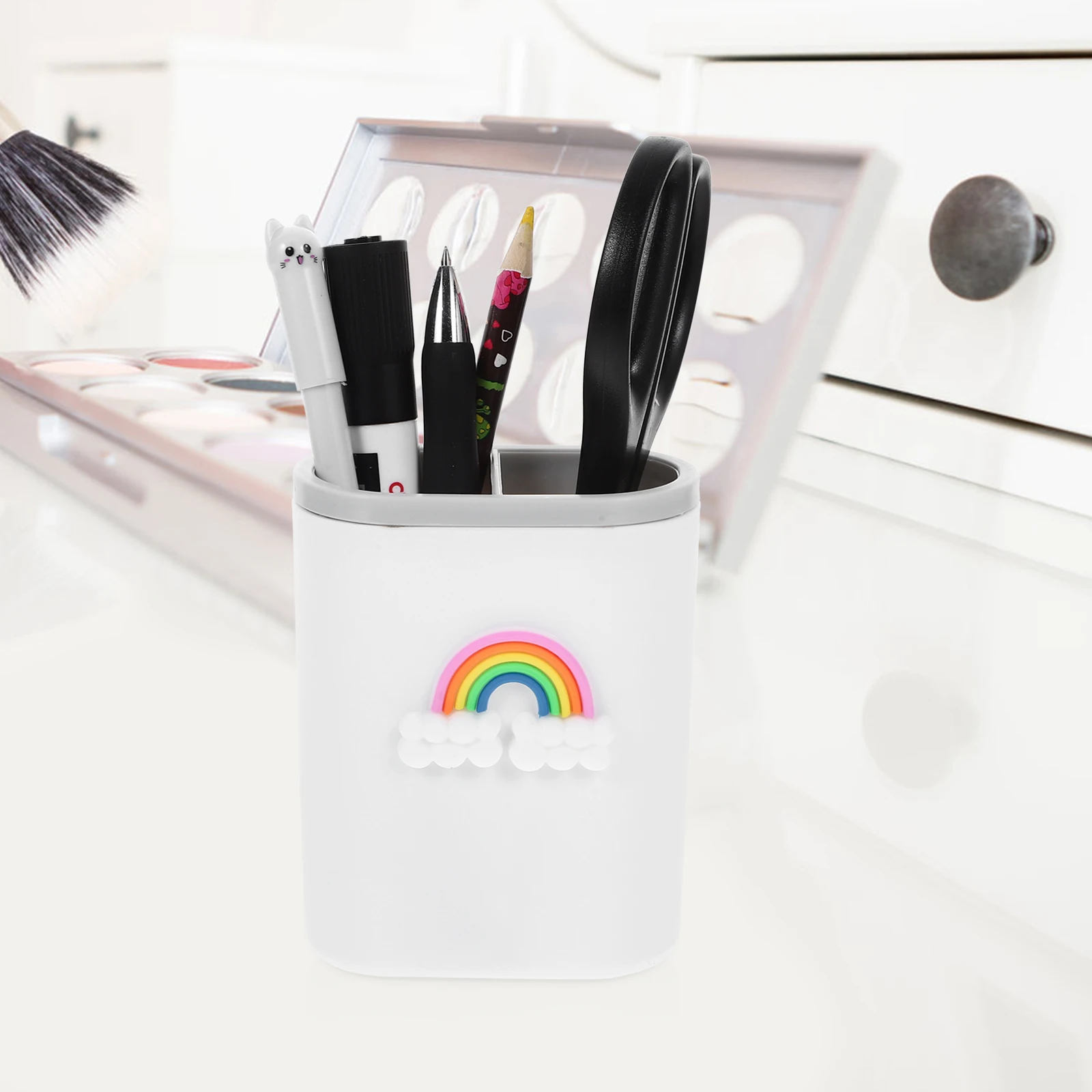 

2 Pcs High Capacity Pen Storage Box Office Pencil Accessories Cartoon Pp Holder Can for Desk