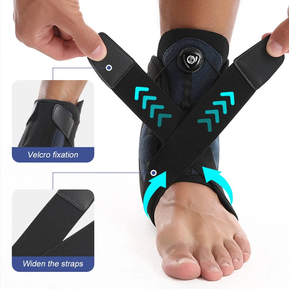 1Pcs Adjustable Knob Maximum Metal Ankle Support Brace for Sprained Ankle,Tendonitis, Achilles, Swelling, Injury Recovery