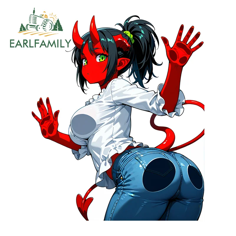 

EARLFAMILY Наклейки на автомобиль «Красный Дьявол» для девочек, креативные забавные наклейки на дворники, DIY-декор для авто, электровелосипедов и шлемов