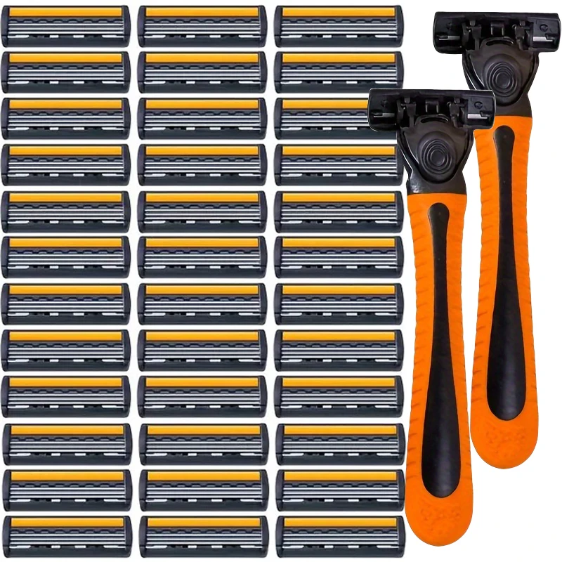 ماكينة حلاقة آمنة مكونة من 3 طبقات بمقبض معدني للحية والشارب. ماكينة حلاقة يدوية كلاسيكية من الفولاذ المقاوم للصدأ ذات 3 شفرات مع بشرة ناعمة #1