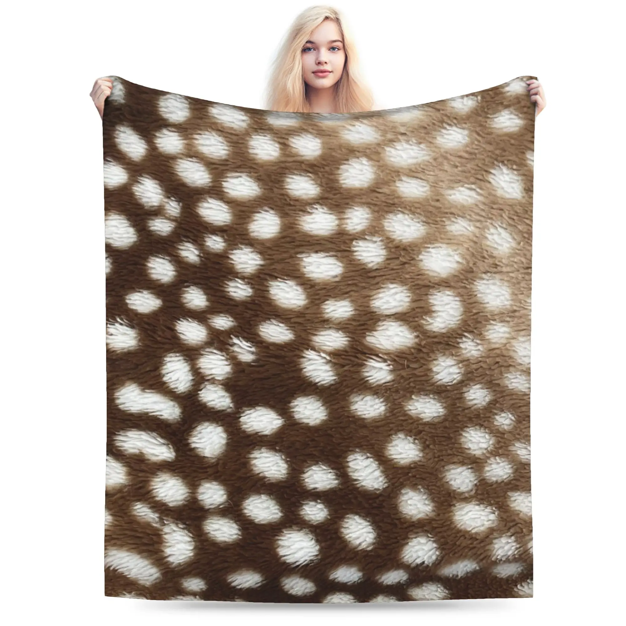 Funny Brown Base Light Antelope Spot Blanket Soft Fleece  Comfortable Throw Blankets Machine Washable
