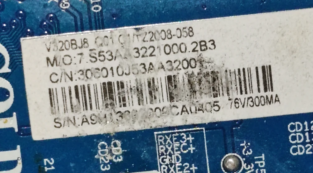 CV53A-A32  Three in one TV motherboard, tested, physical photo, for 2av 76v 300ma  V320BJ8