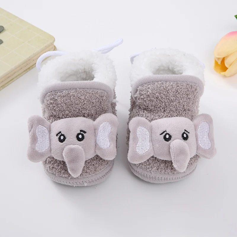 Babies\' Snow Boots Cotton-padded Shoes  Toddler Soft-soled Shoes Boys Girls Plush Cartoon Decoration Patchwork Non-skid Shoes