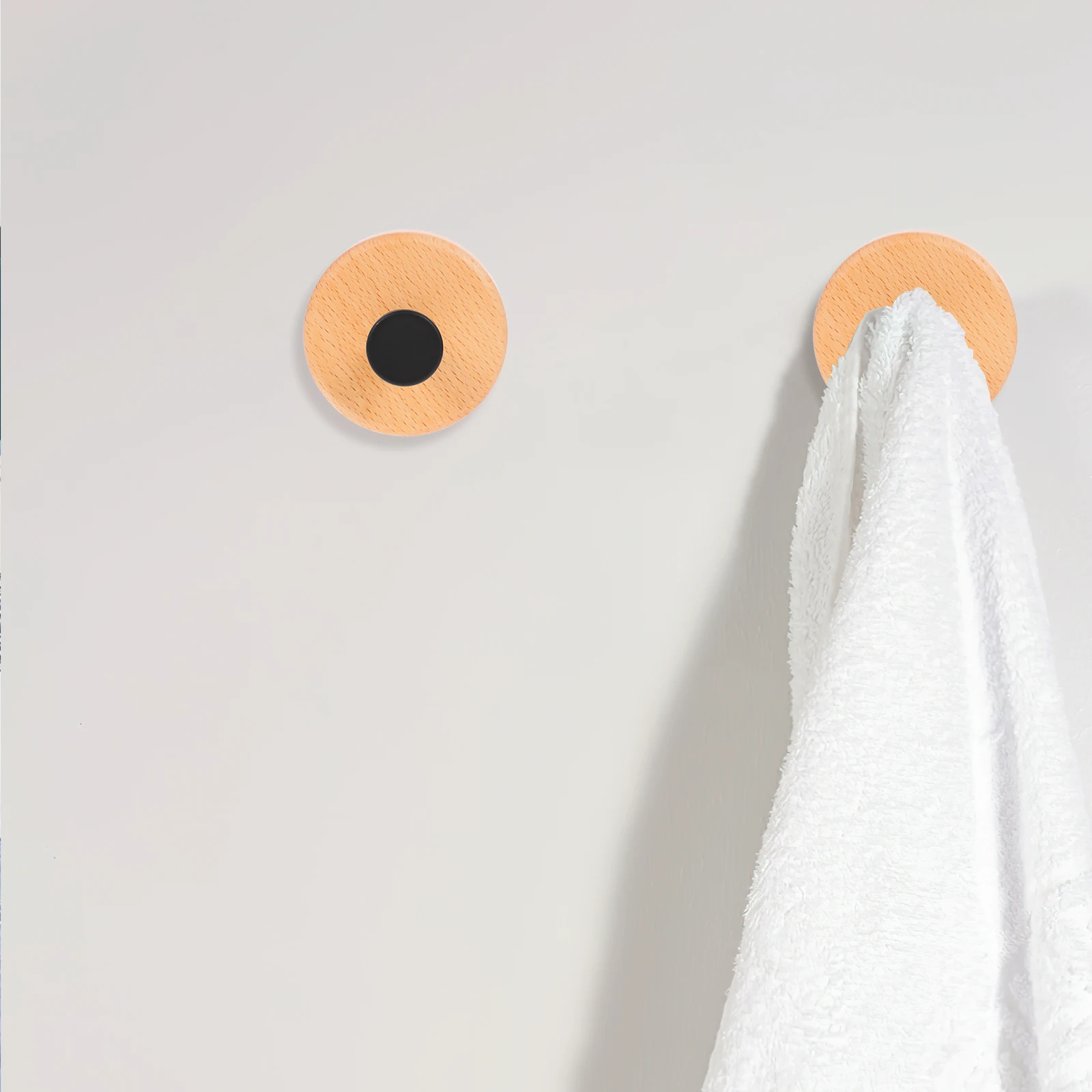 

Wooden Wall Hooks for Hanging Clothes Hats Coats Towels Adhesive Door Hook Heavy Duty Long Lasting Without Drilling
