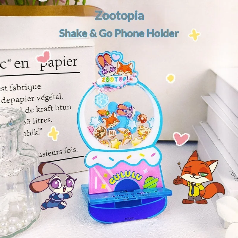 

Disney Zootopia Acrylic Shaker Phone Holder Educational Cartoon Puzzle Desktop Decor Interactive Toy Cute Gift For Boys Girls