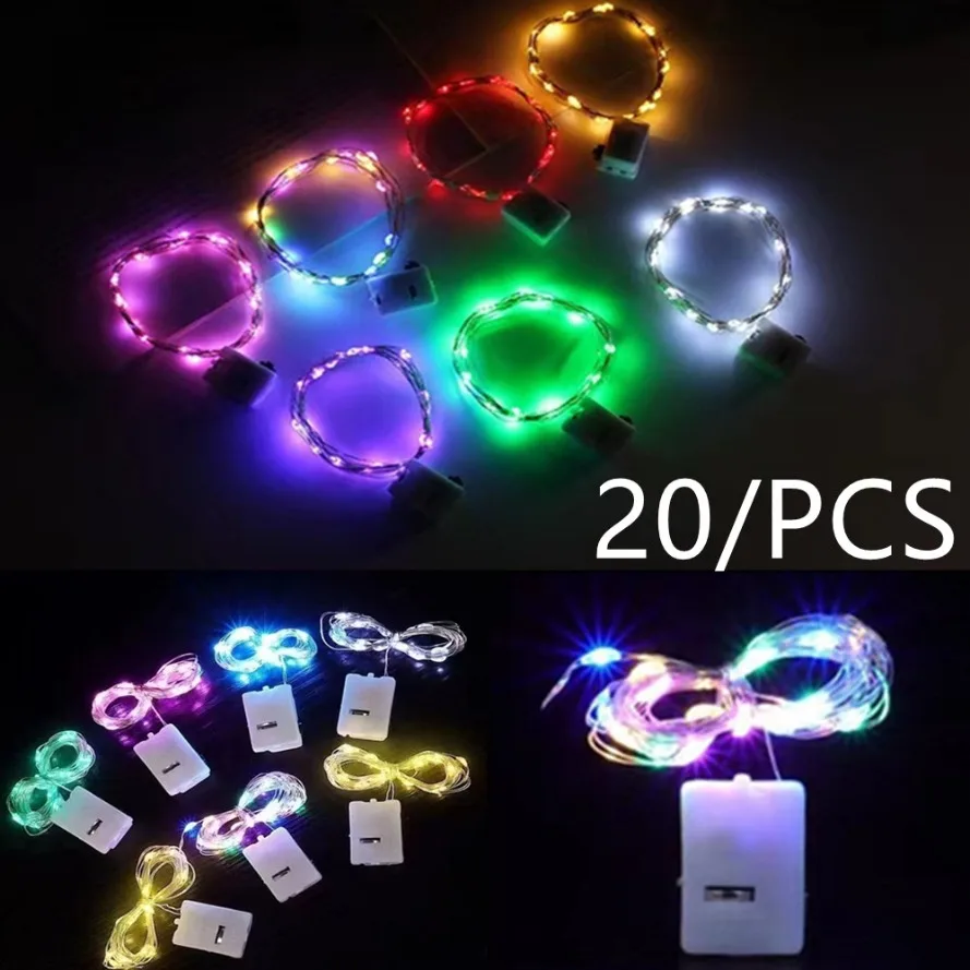 20 Pcs Led Fairy Lights con batteria rame 10/20/30 LED a batteria Led String Light Xmas Wedding Party Decoration Light