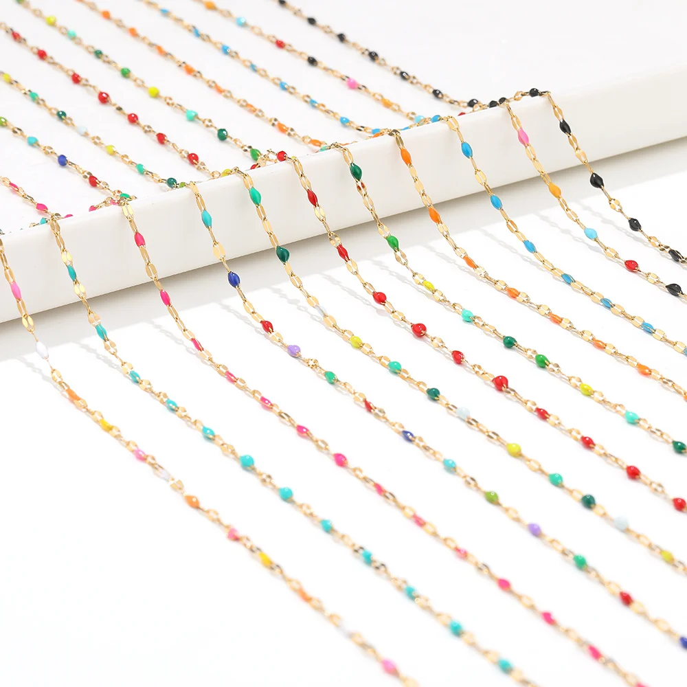 2meters Stainless Steel Lips Chain Jewelry Making Colorful Enamel Chains for DIY Bracelet Necklace Jewelry Chains Findings Bulk