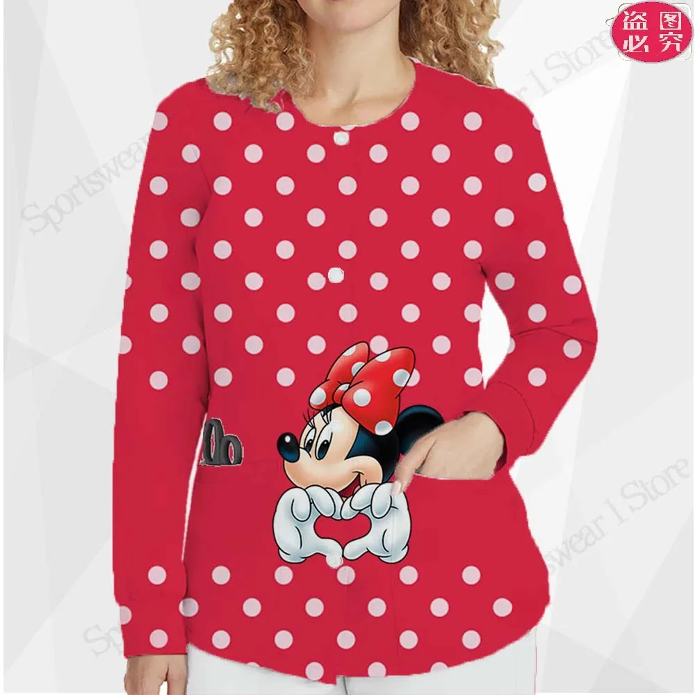 Chaqueta de cuello redondo para mujer, uniforme de enfermera, ropa de diseñador de lujo, Tops Harajuku de manga larga, Envío Gratis, otoño