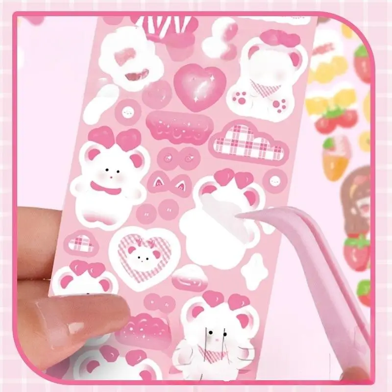 Set of 100 Sheets Cartoon Collage Laser Stickers for DIY Student Scrapbooking and Stationery Handbook Decor