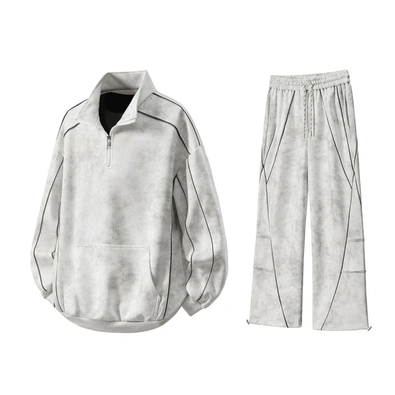 

GIOIOMen's Casual Suit，Spring and Autumn New Tie-Dye Sports Casual Two-Piece Set（Sweater+Casual Pants）