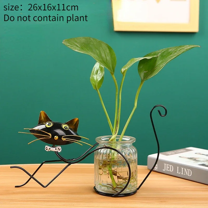 Metal Vase Flamingo Shape Glass Tabletop Plant Bonsai Flower Wedding Decorative Cat Shaped Flower Vase Home Decoration