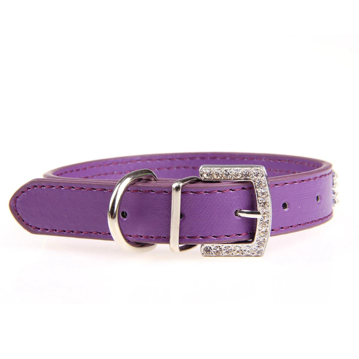 

Rhinestone Collar for Dogs Cats Adjustable PU Alloy Buckle D-ring Leash 30*1.5cm S Size Sparkling Collars Pet Dog