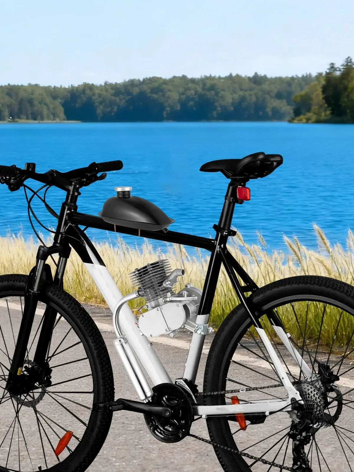 36/44 Tanden 100CC Fietsmotor Kit 2-takt Luchtgekoelde Eencilinder Benzine Fietsmotor voor de meeste 26/28 inch Fietsen - afbeelding 2