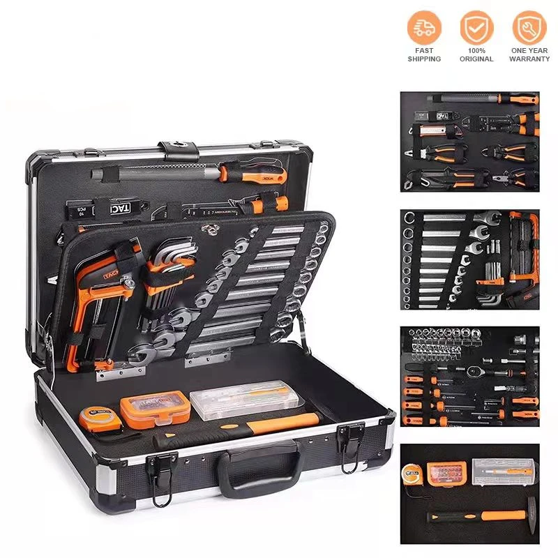 Professional Red Hand Tool Set Complete Set of Accessories Box Portable Woodworking Hand Tool Set