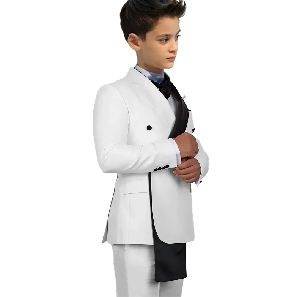 

Boy's Suits 2 Pieces Black Lapel Mix-colors Jacket Pants Customized Child Suits Wedding Party Kids Tuxedos 2-16 years old