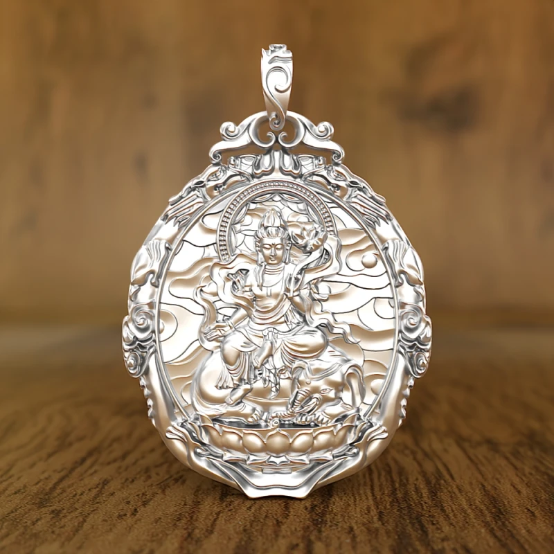 BOCAI S999 Sterling Silver Pendant for Women Men New Fashion Life Guardian Buddha Auspicious Cloud Amulet Jewelry Wholesale