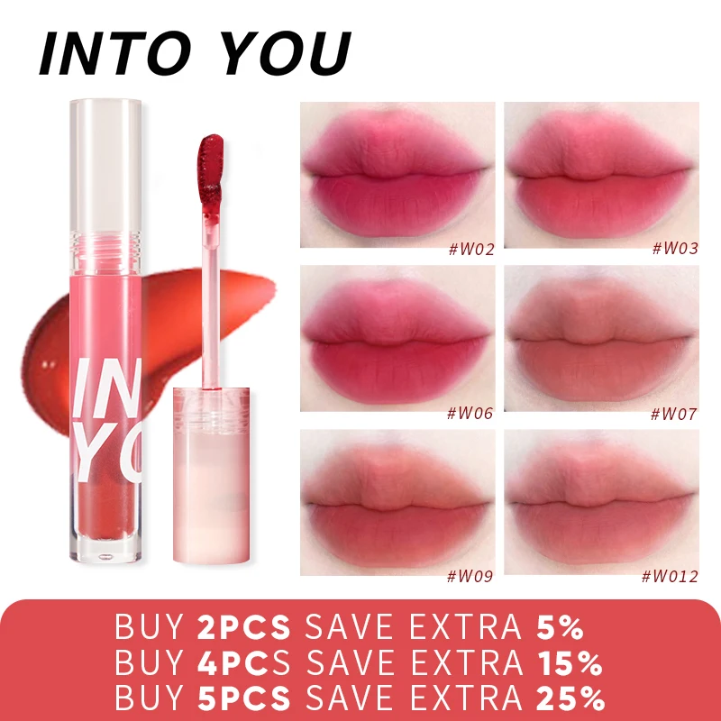 INTO YOU Liquid Lipstick Velvet Matte Lips Long Lasting Non Sticky Lip Gloss 6 Colors Lip Tint Makeup