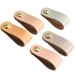 Light Luxury Leather Bag Pull Handle Door Closet Cupboard Drawer Cabinet Dresser Knob Furniture Home Children Anti-collision