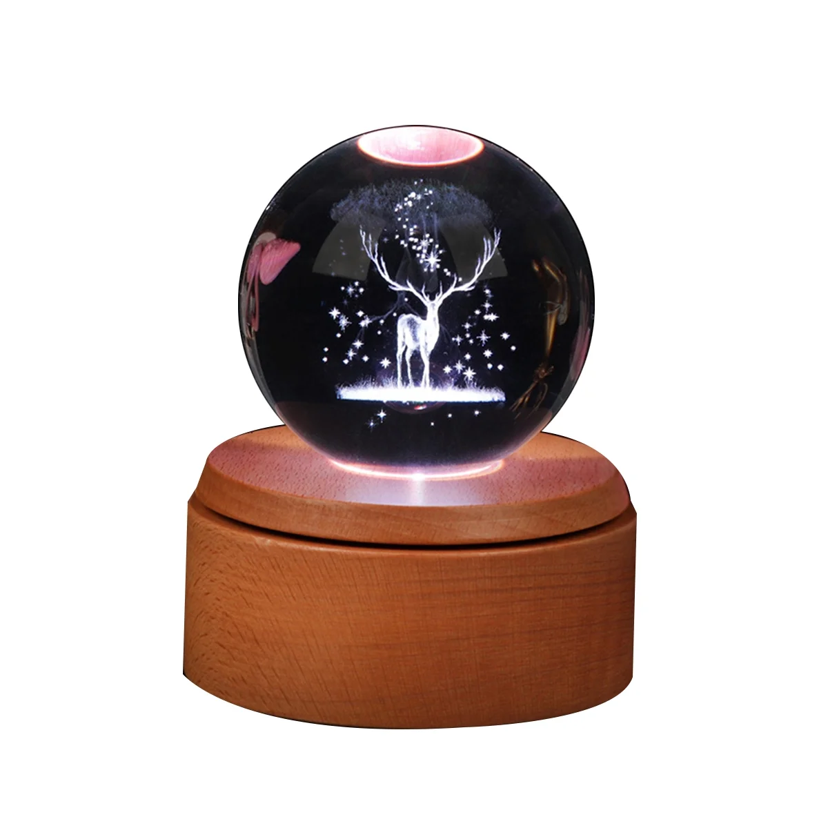 

3D Paperweight(Laser-Etched) in Crystal Glass Ball Gift (Included LED Base)