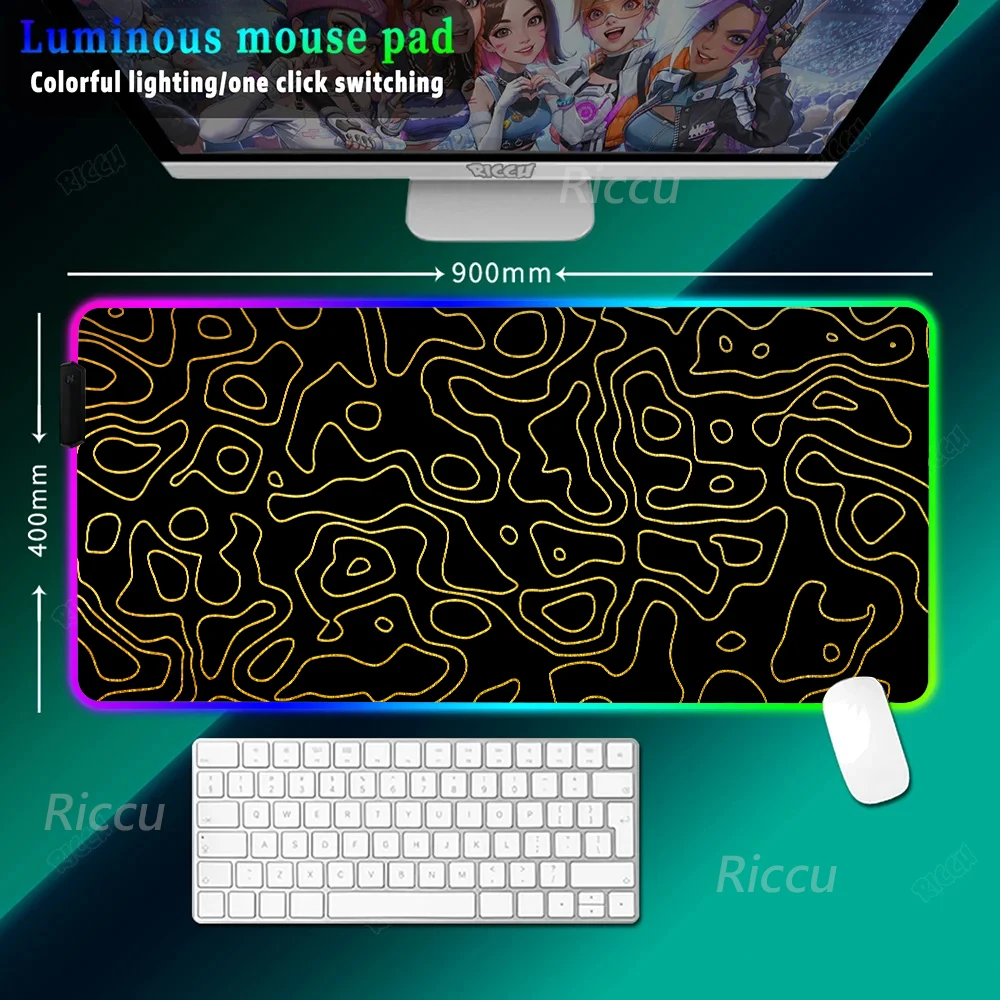 

Black And White Line 90x40cm RGB Gaming Mouse Pad Large Gamer Big Mouse Mats Computer Gaming Keyboard Desk LED Backlit Mouse pad