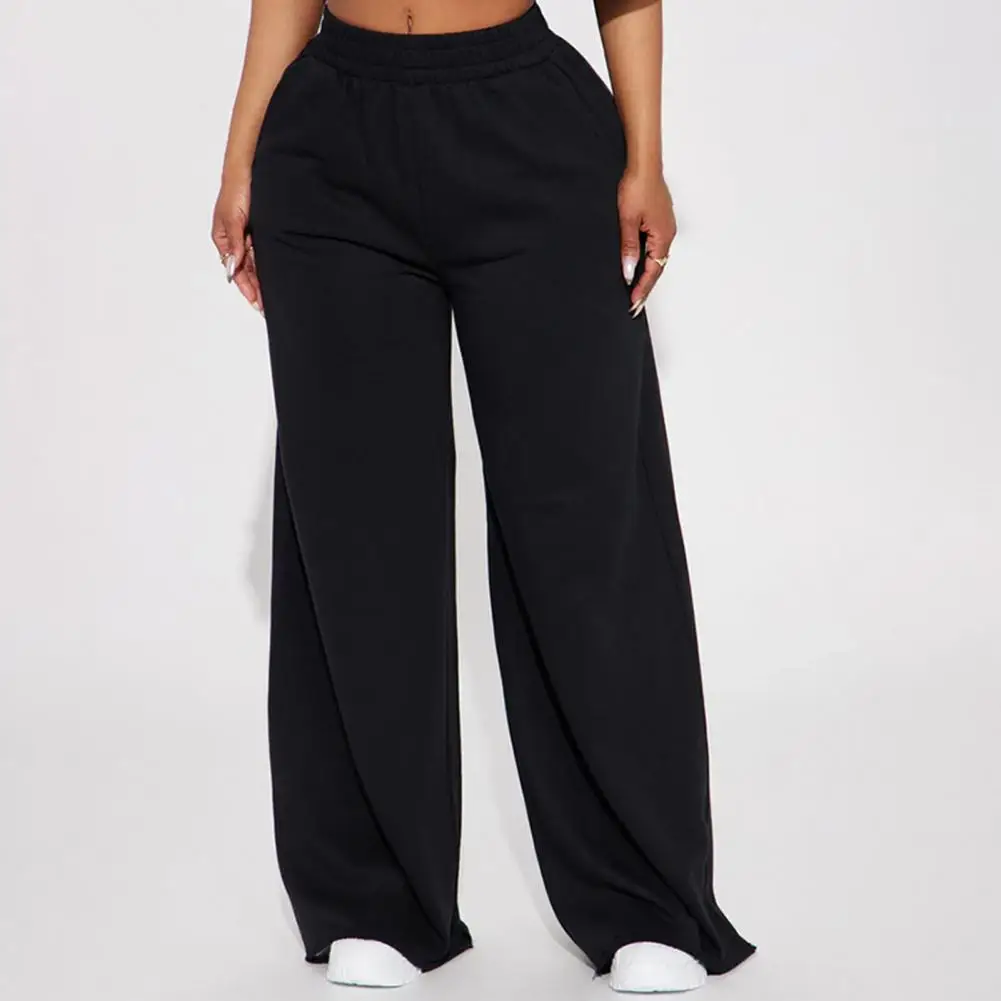 ارتفاع الخصر الهيب هوب نمط Sweatpants سيدة السراويل الطويلة غير رسمية النساء سراويل تقليدية بلون واسعة الساق بنطلون مع جيوب مرنة #3