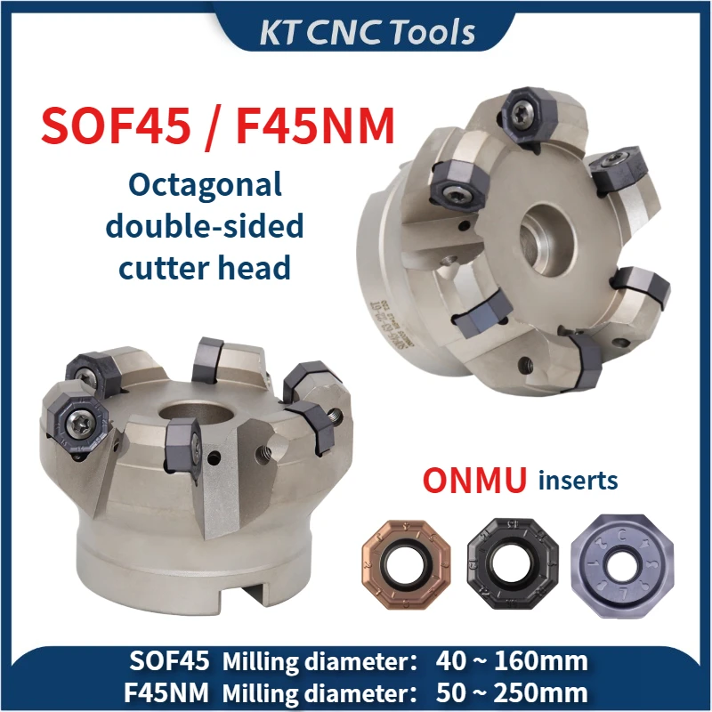 SOF SOF45 45 degrees Octagonal double-sided cutter head cutterhead ONMU ONMU0505 ONMU0806 insert for FMB FMB22 FMB27 tool holder